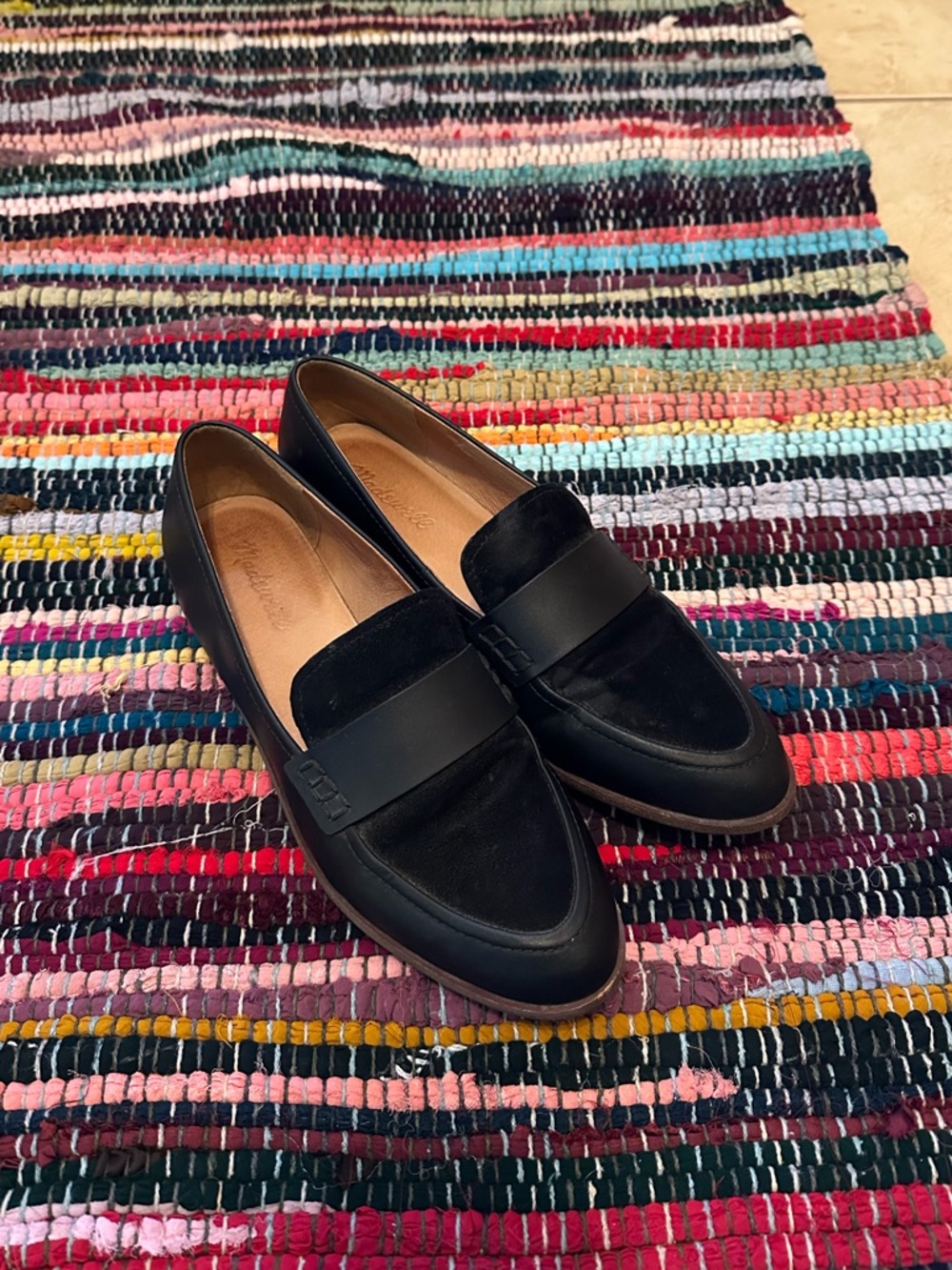 Madewell Black Leather and Suede Loafers